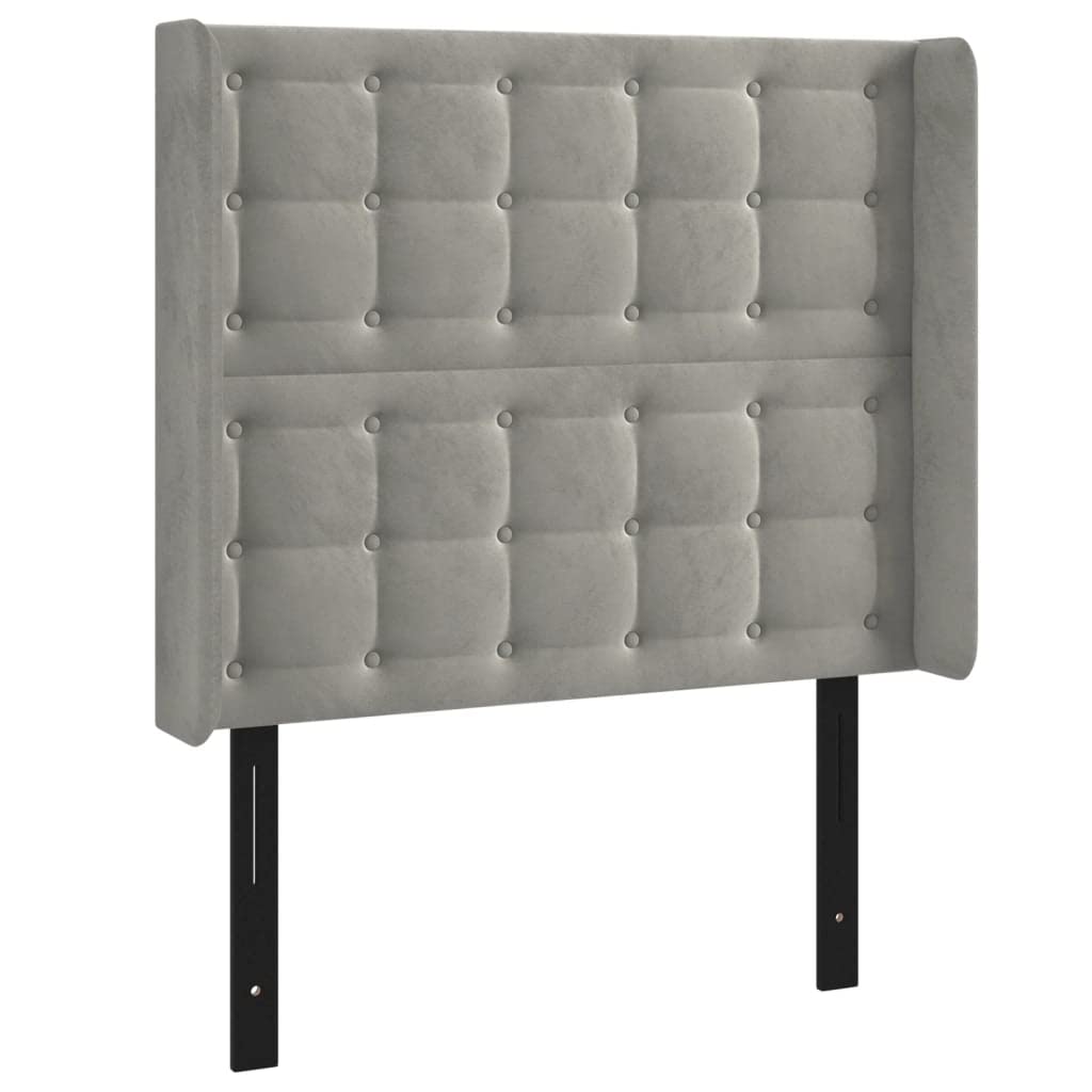 Vidaxl Led Headboard, Upholstered Headboard For Bed Home, Bed Headboard With Led Light, Bedroom Furniture, Light Gray 40.6"X6.3"X46.5"/50.4" Velvet